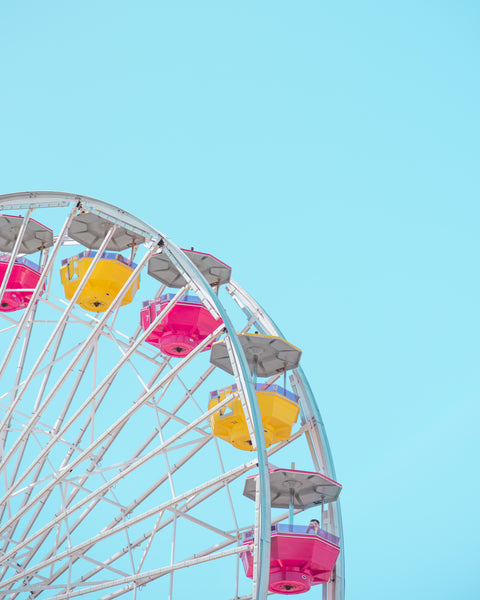 Fair ferris wheel bright colorful photography print for wall art