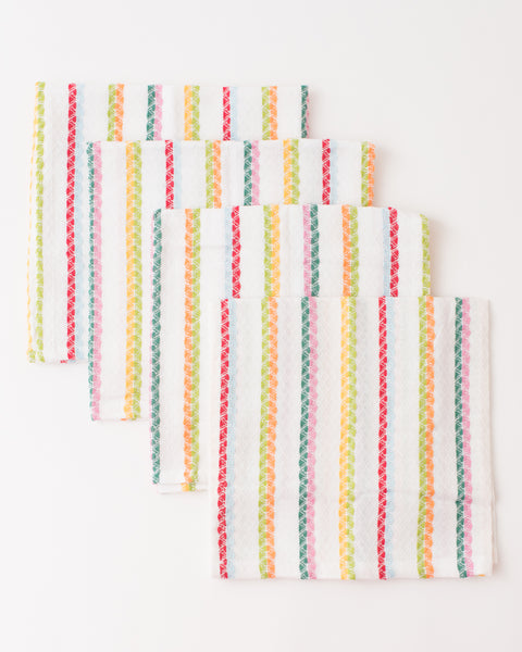cloth napkins with stitched rainbow stripes