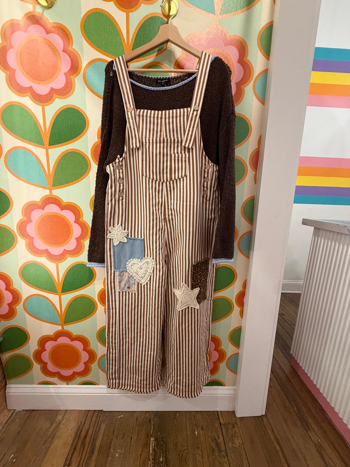 Lorelai Patch Striped Overalls