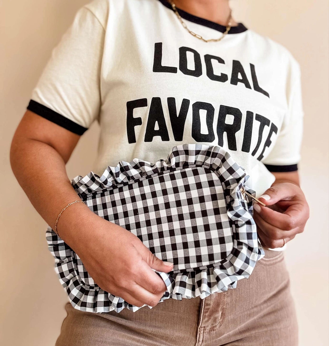 Gingham Frills Cosmetic Bag