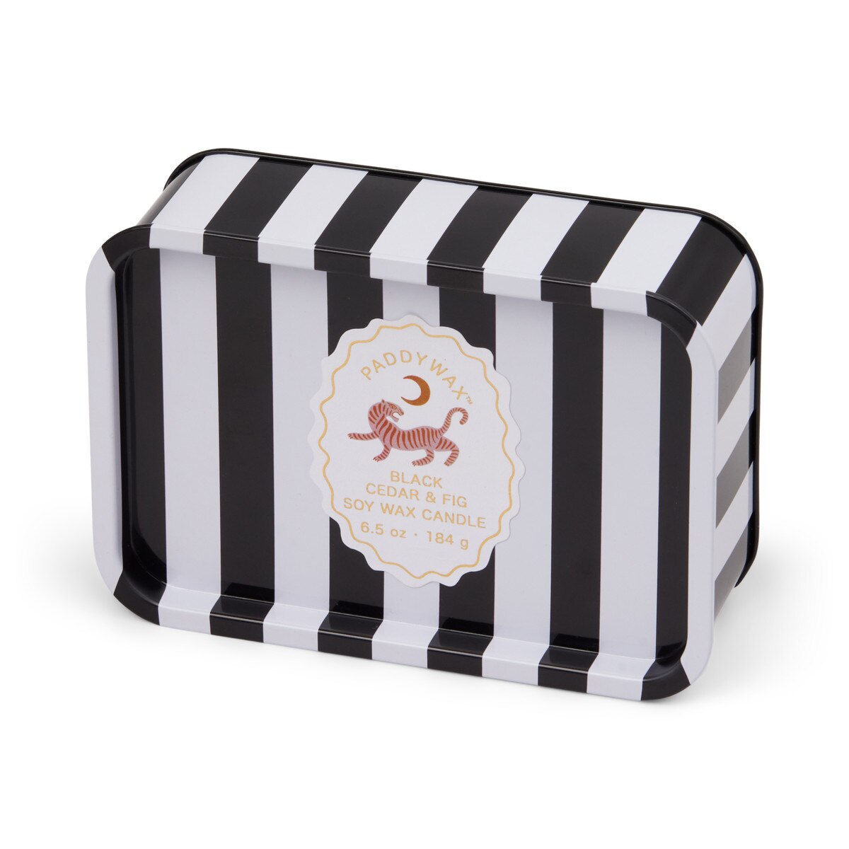 Striped Black Cedar and Fig Tin Candle
