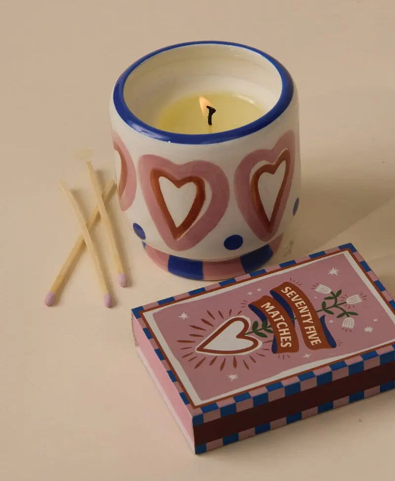 Boho Hearts Ceramic Candle