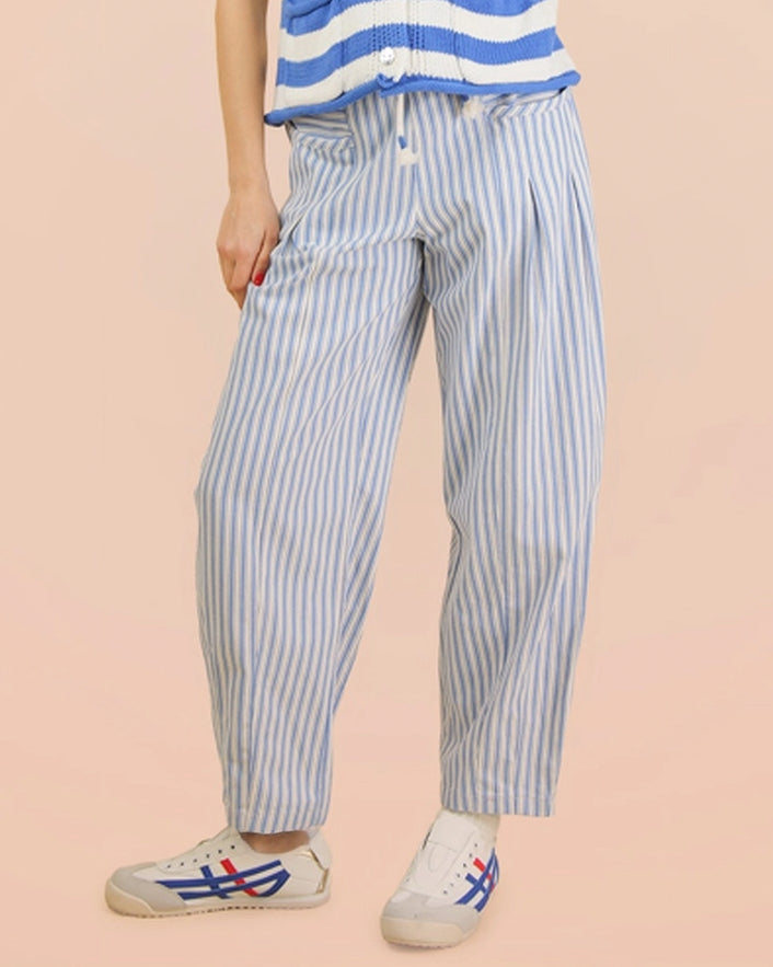 Sky Striped Barrel Jeans