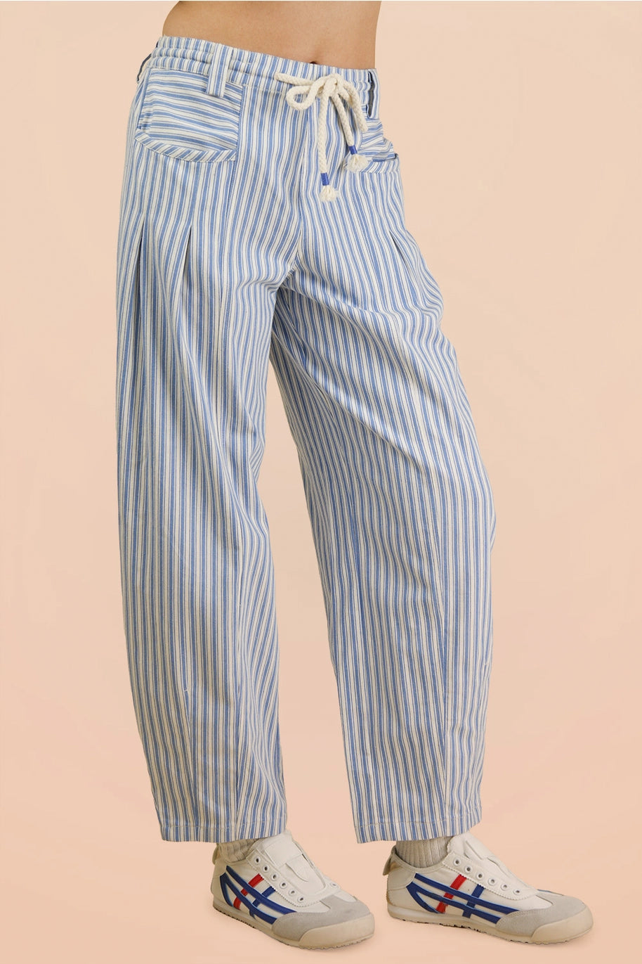 Sky Striped Barrel Jeans