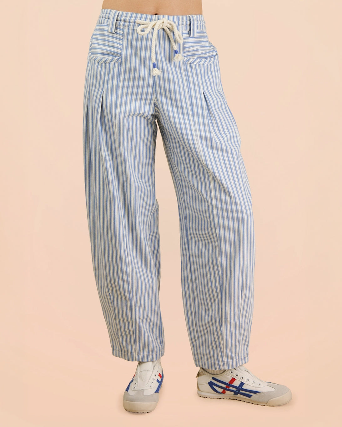 Sky Striped Barrel Jeans