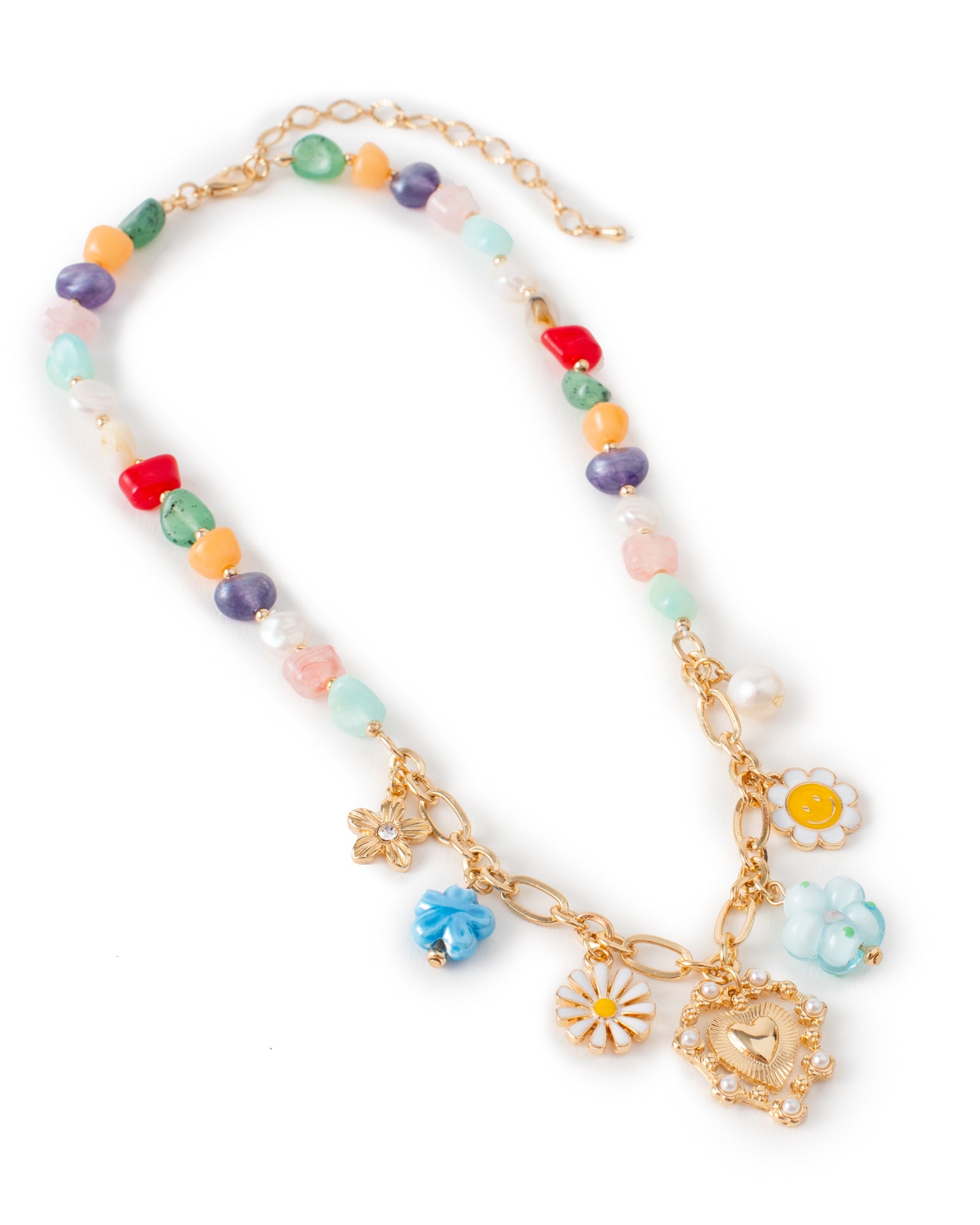 Happy Heart Beaded Charm Necklace