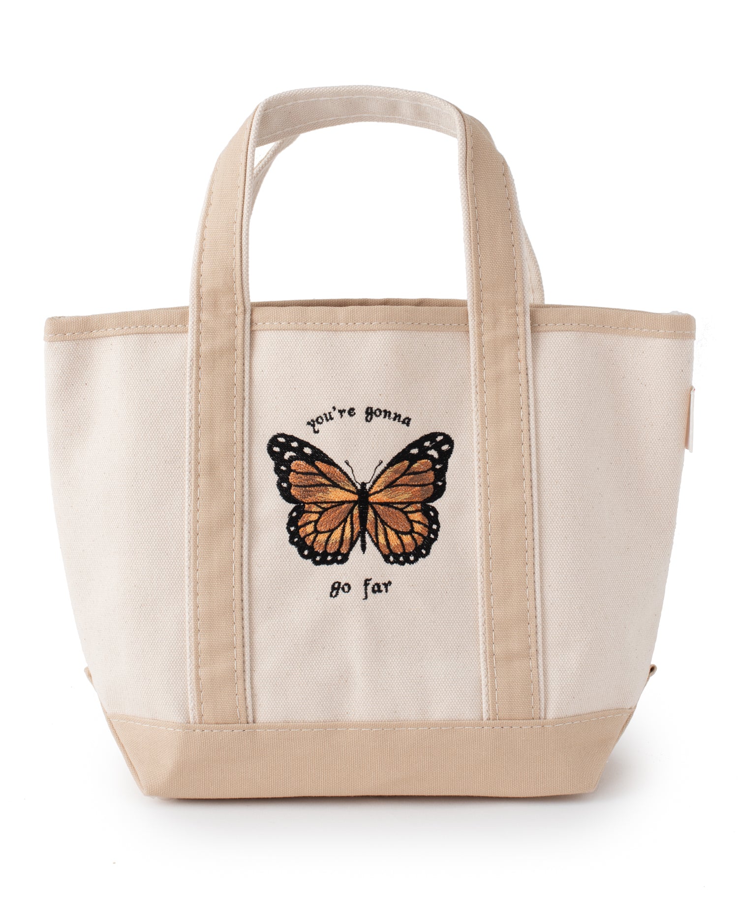 Go Far Butterfly Embroidered Tote