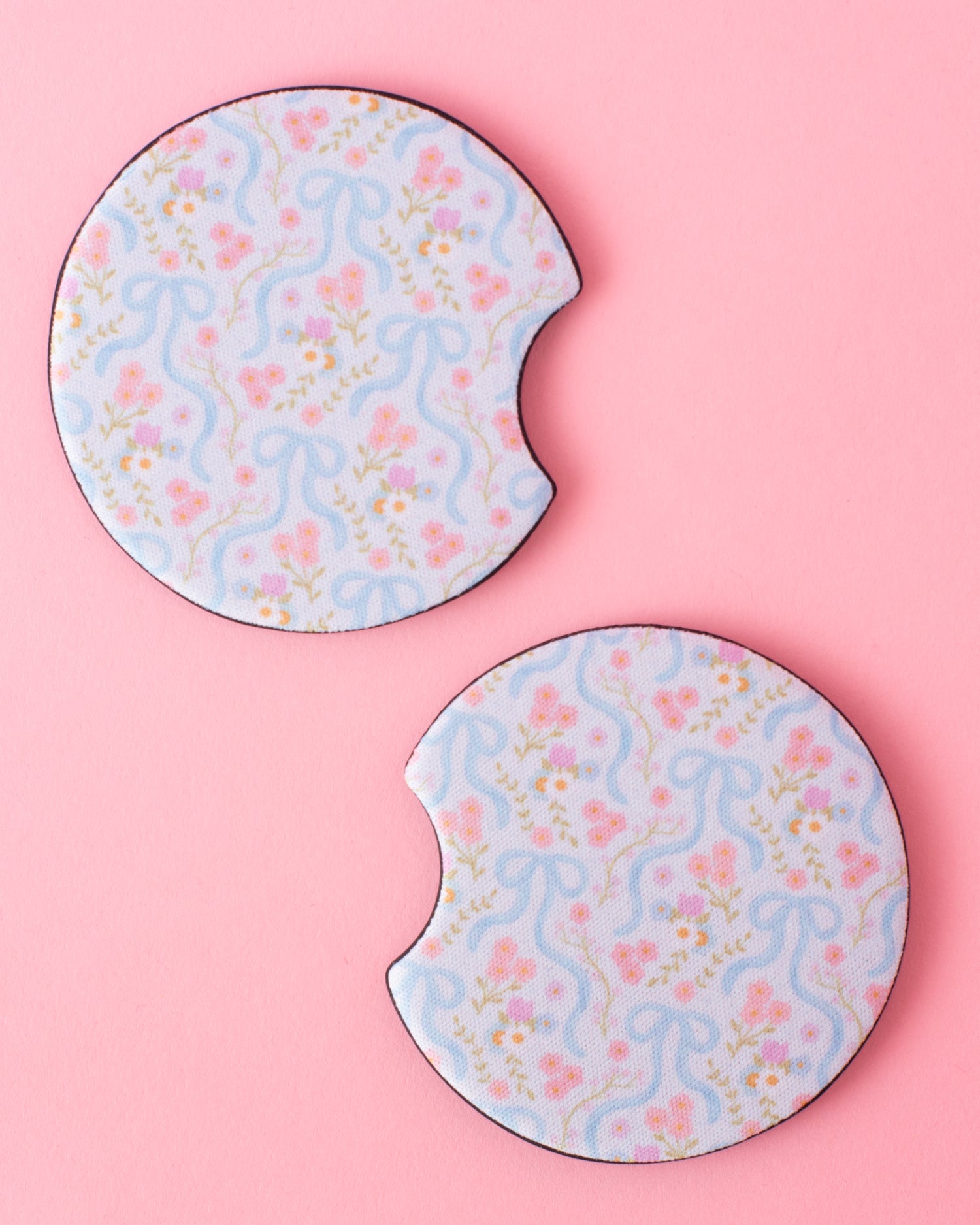 Blue Bows Car Coasters