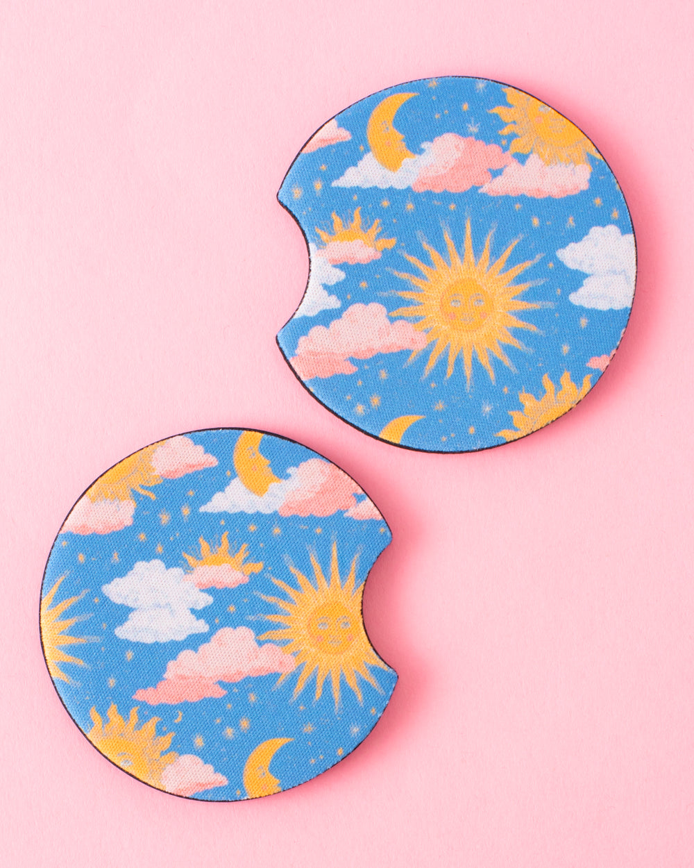 Sun and Moon Car Coasters
