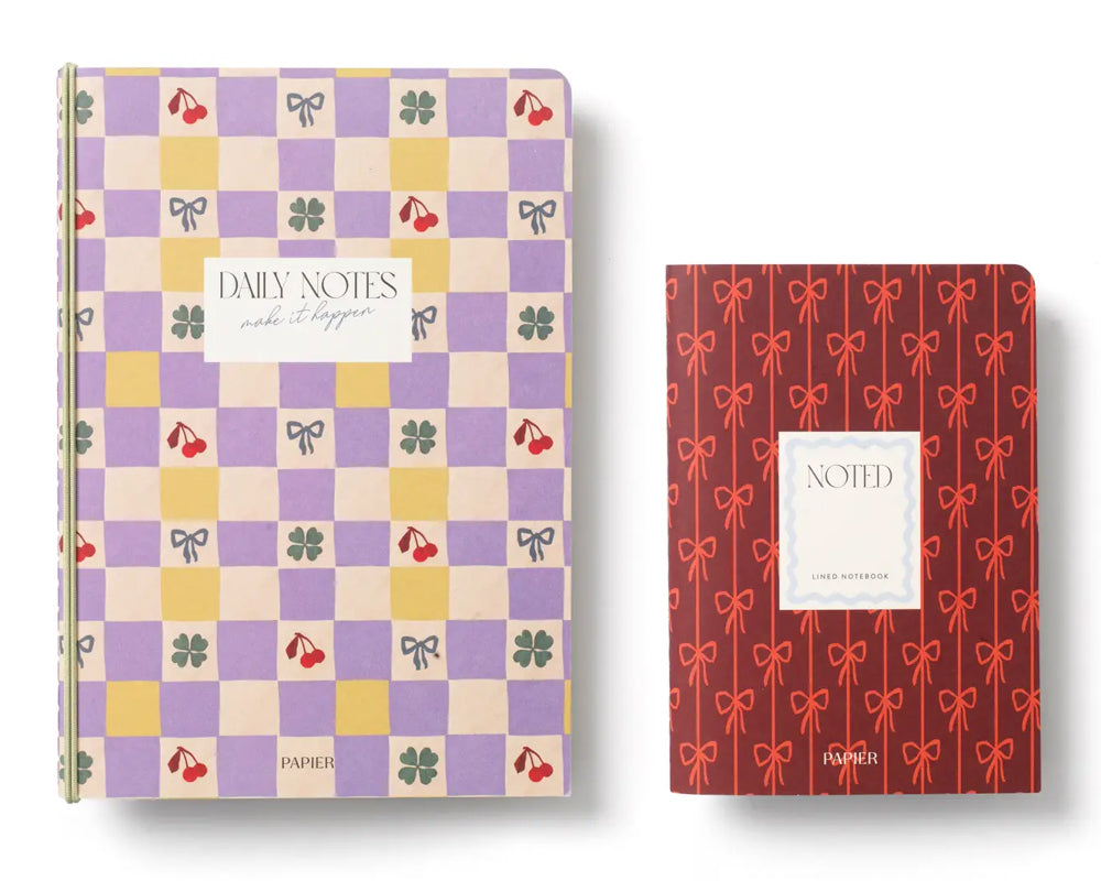 Checkerboard Cherry Bows Notebook Set
