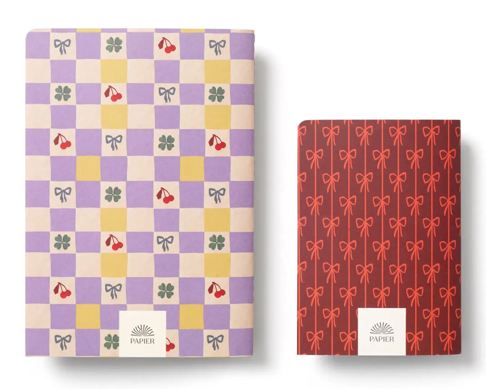 Checkerboard Cherry Bows Notebook Set