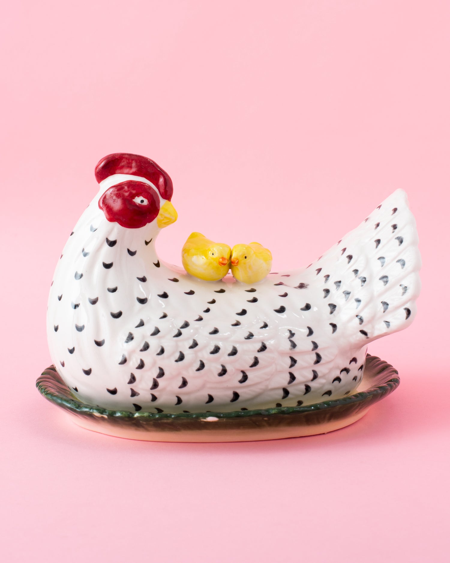 Hand Painted Mama Hen Butter Dish