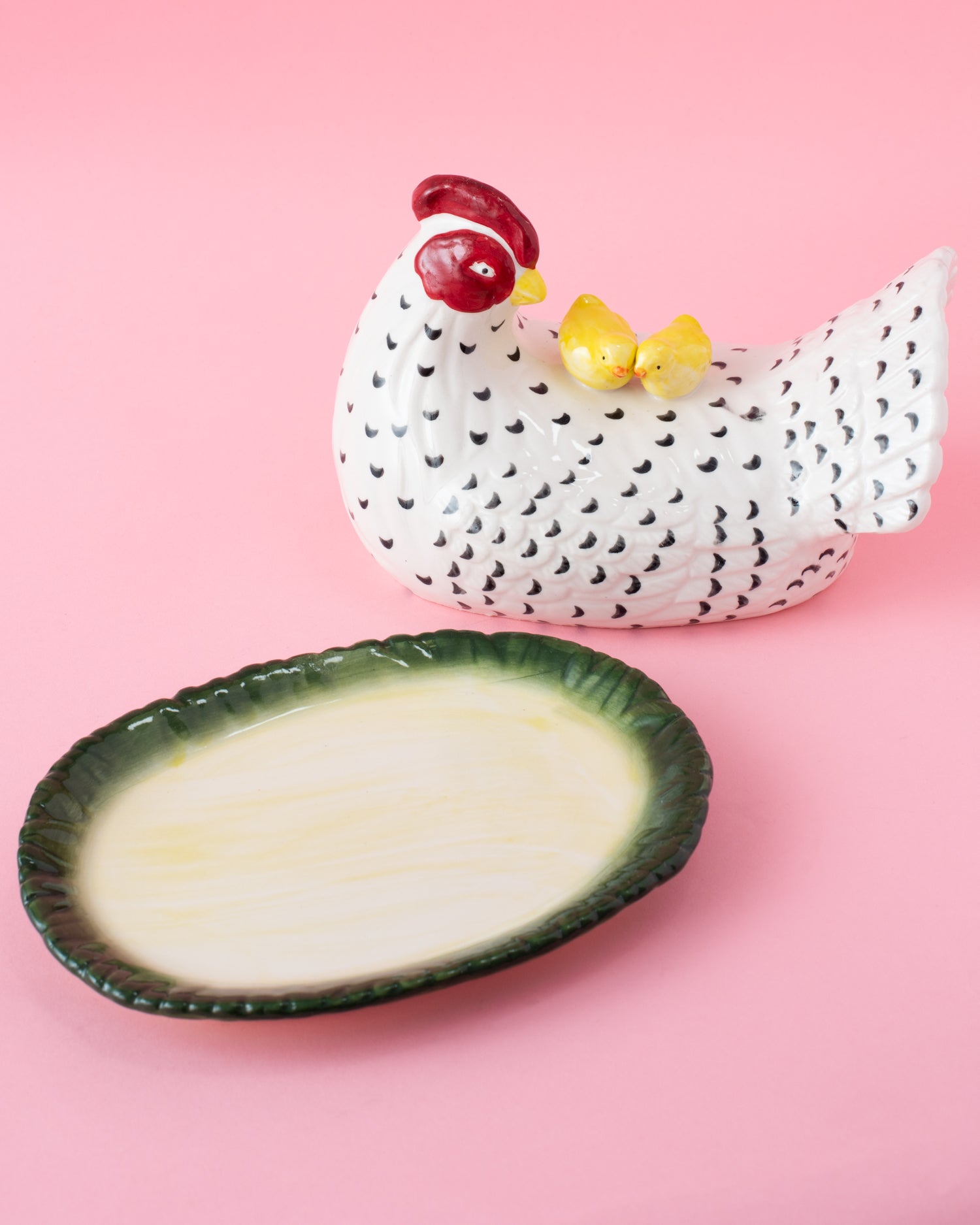 Hand Painted Mama Hen Butter Dish