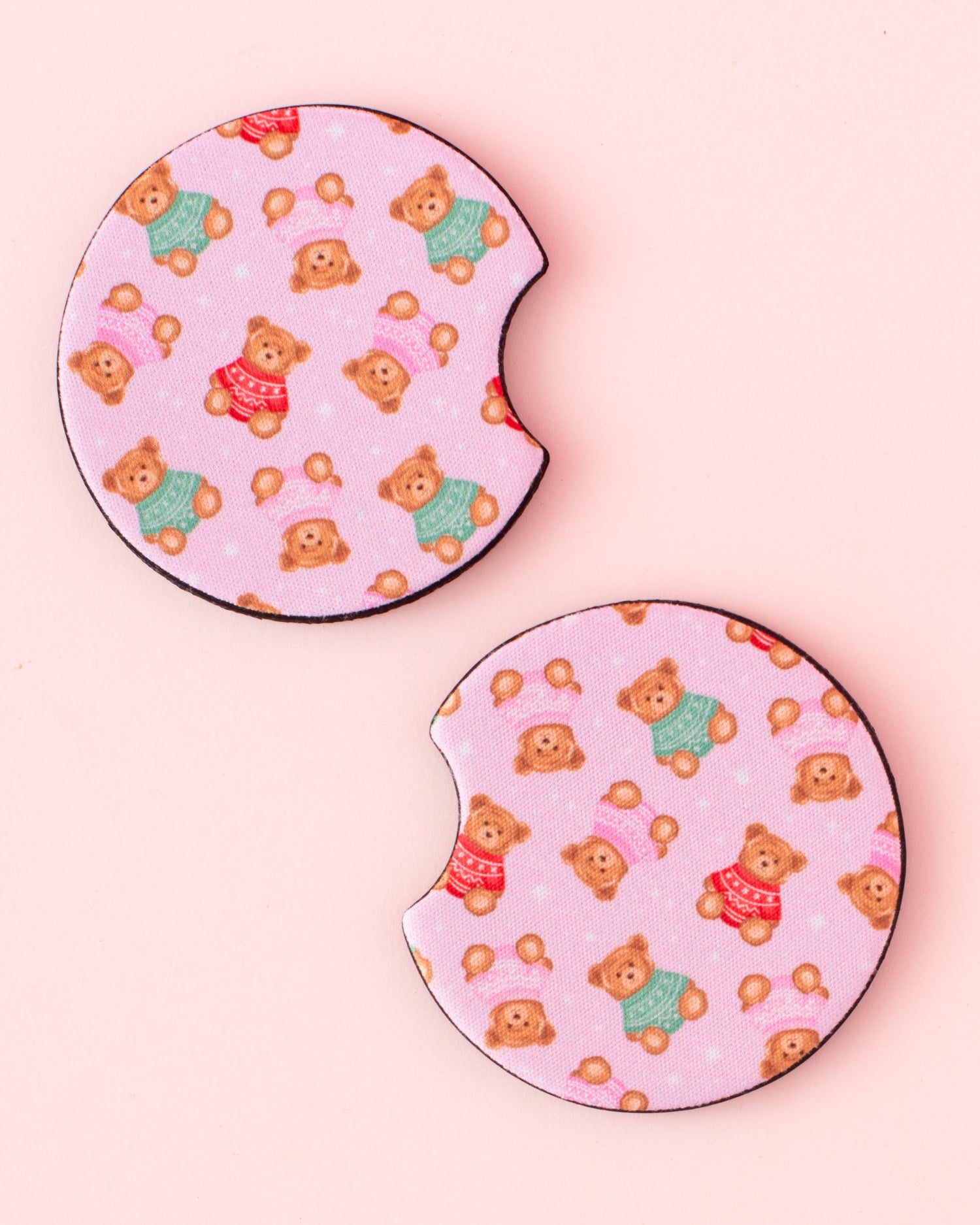 Winter Teddy Bear Car Coasters