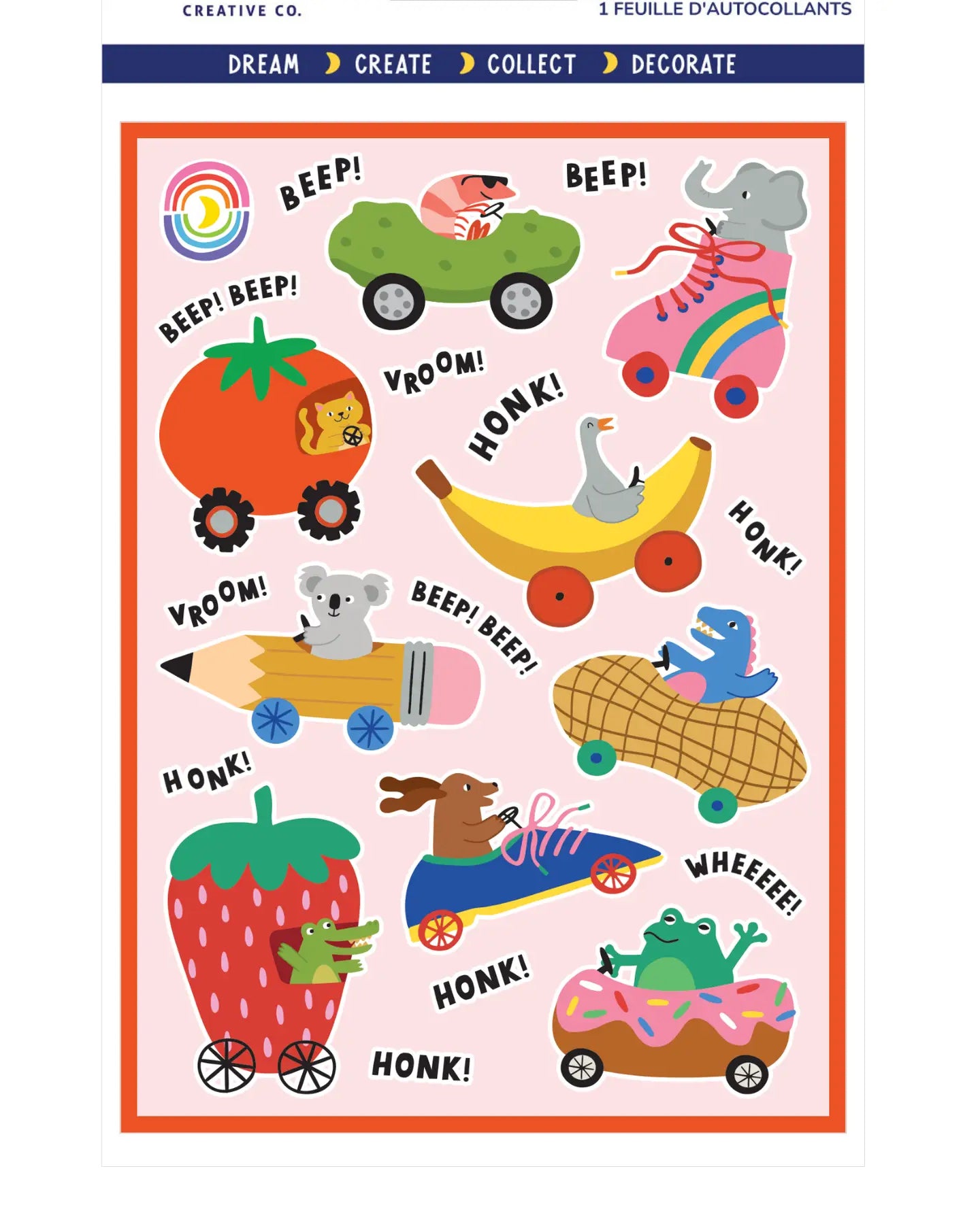 Funny Cars Sticker Sheet