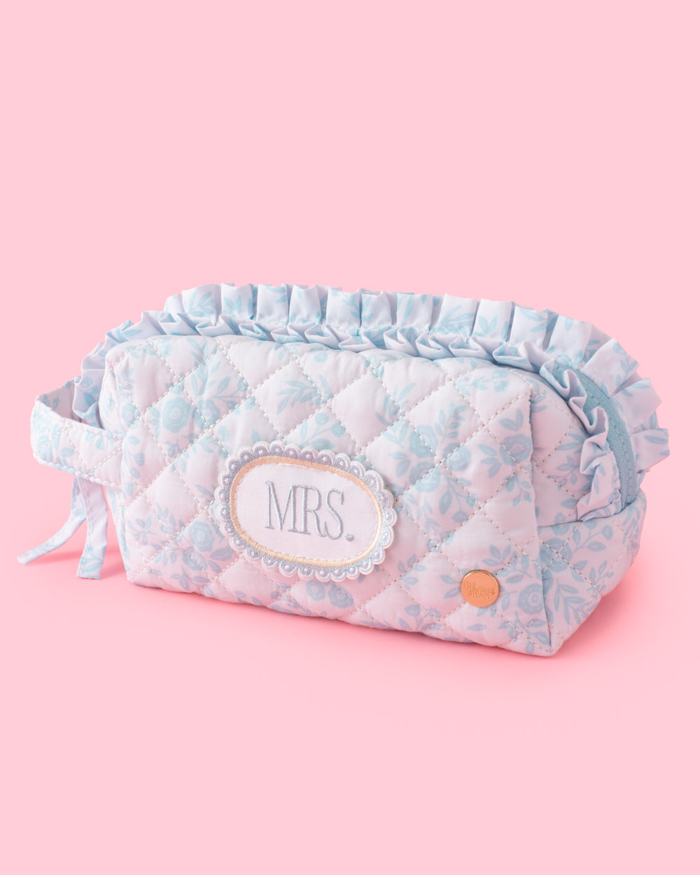 Quilted Something Blue Cosmetic Pouch