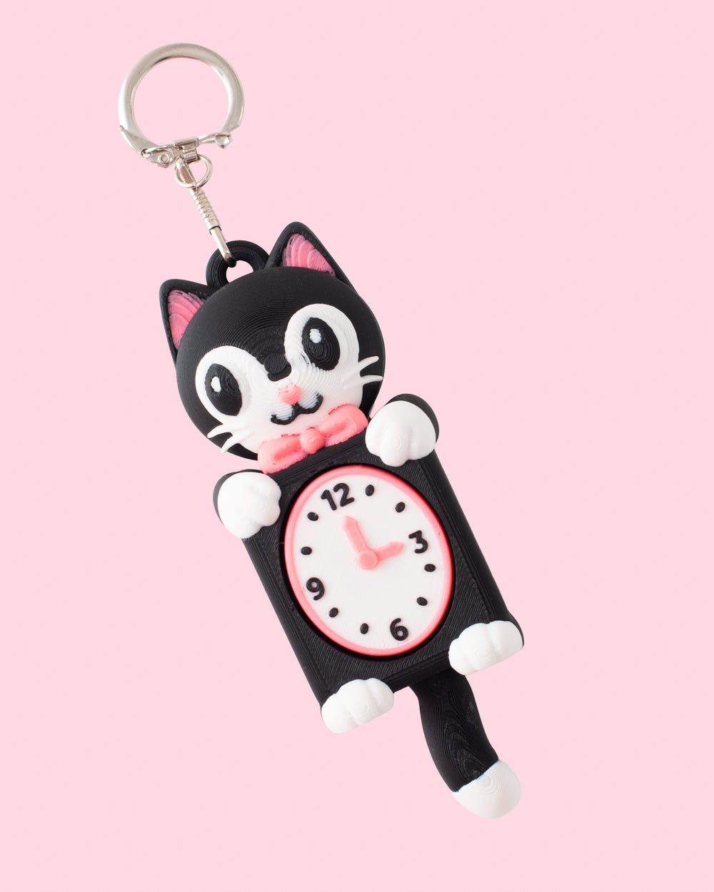 Cat Clock Fidget Clicker Keychain