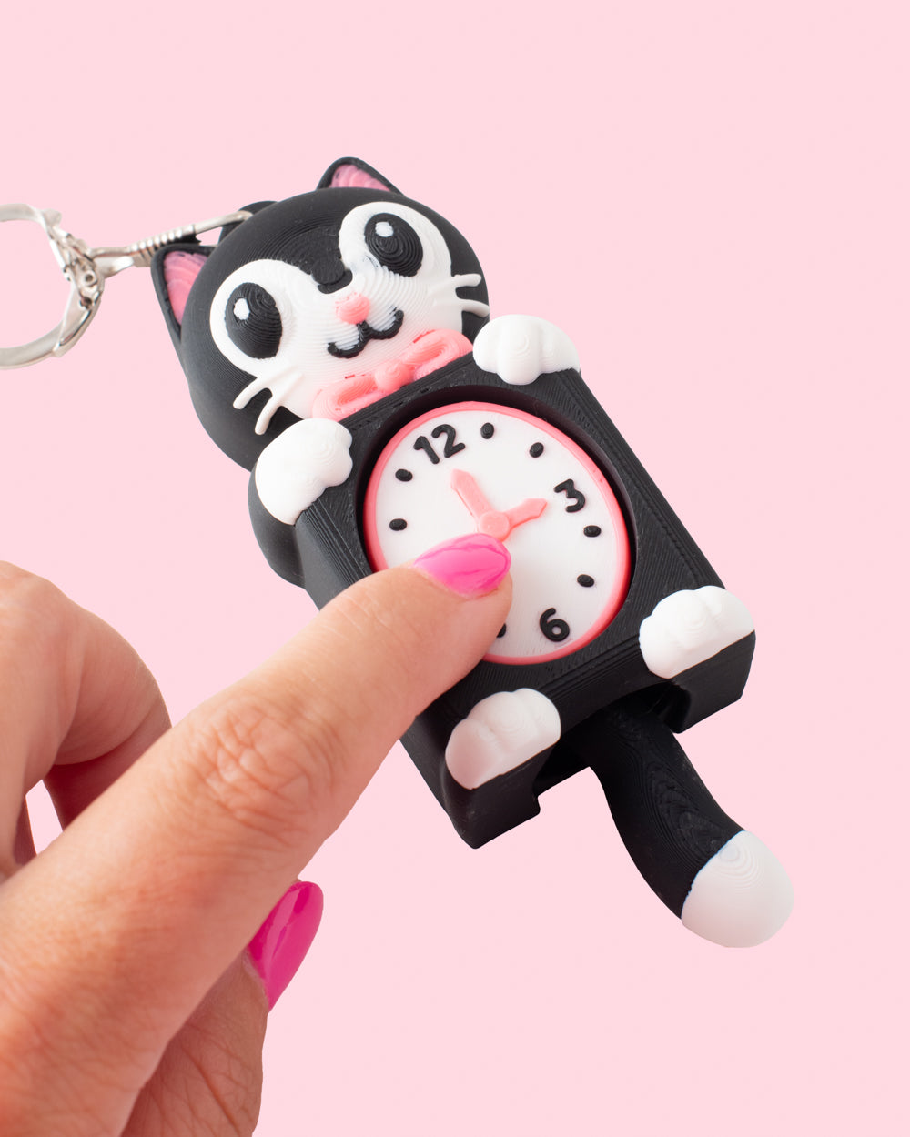 Cat Clock Fidget Clicker Keychain