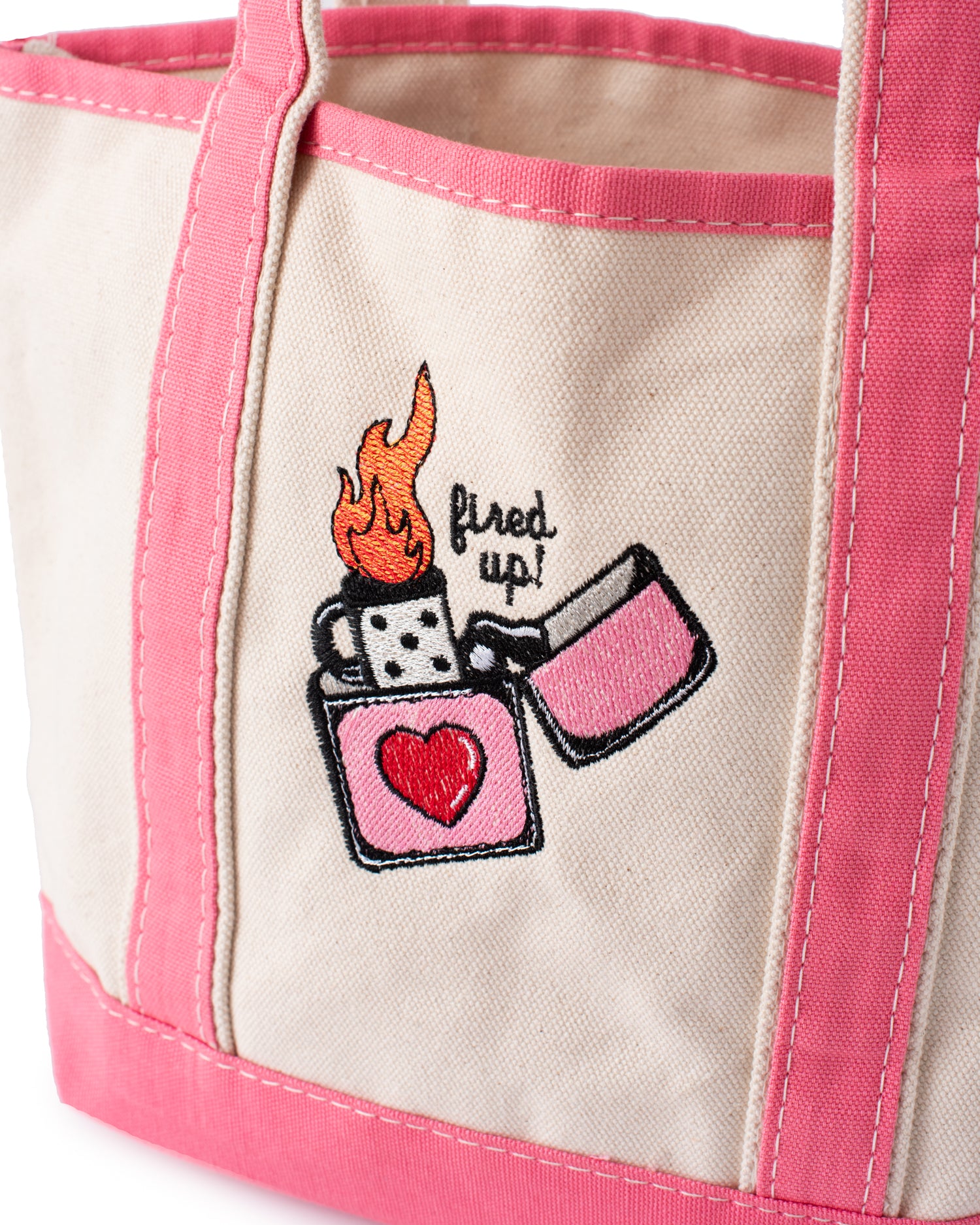 Fired Up Lighter Embroidered Tote Bag
