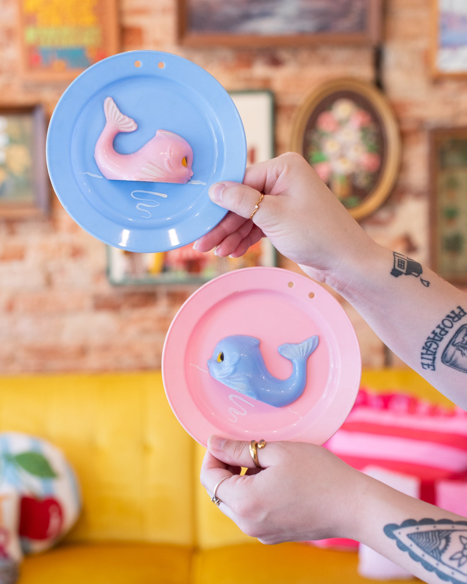 Vintage Pastel Fish Wall Art Set