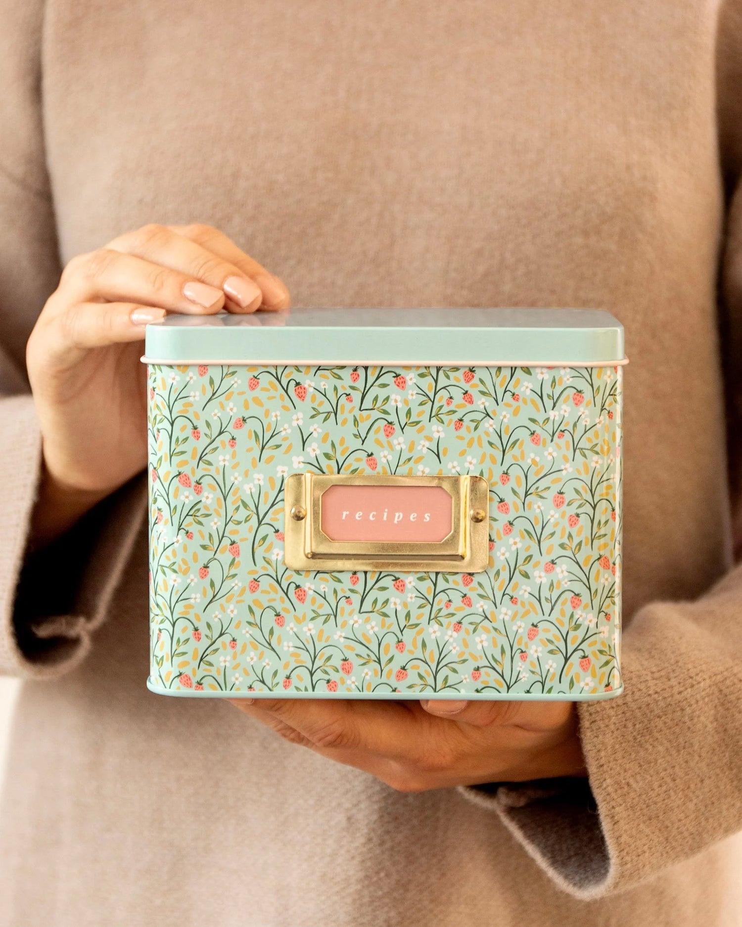 Strawberry Meadow Tin Recipe Box