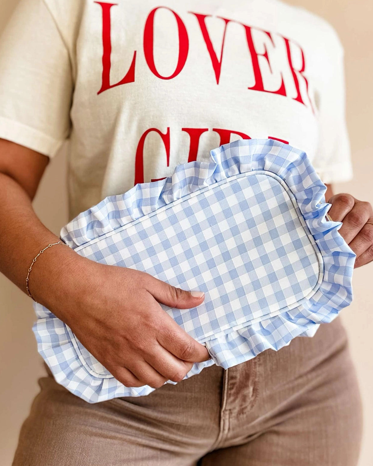 Gingham Frills Cosmetic Bag