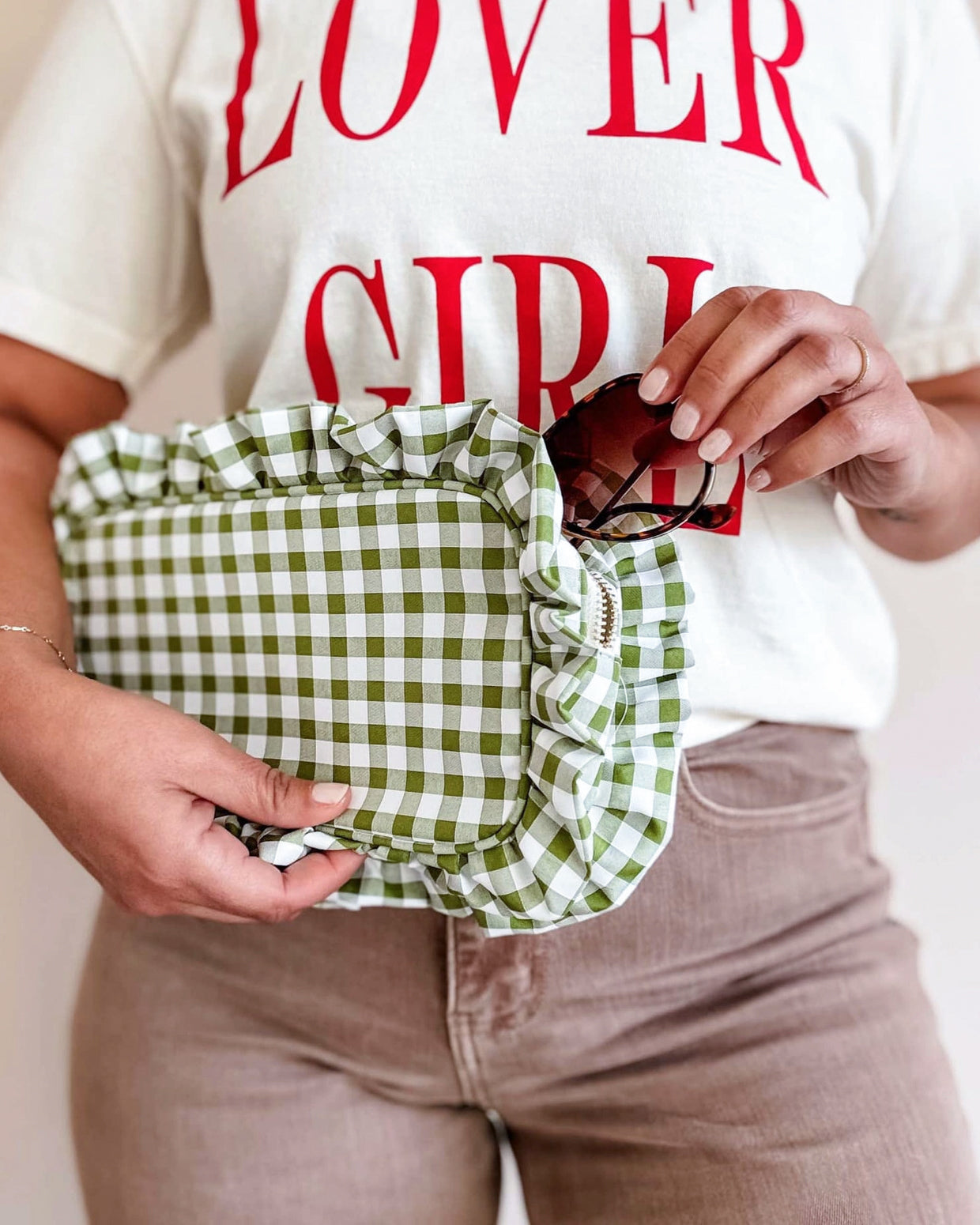 Gingham Frills Cosmetic Bag