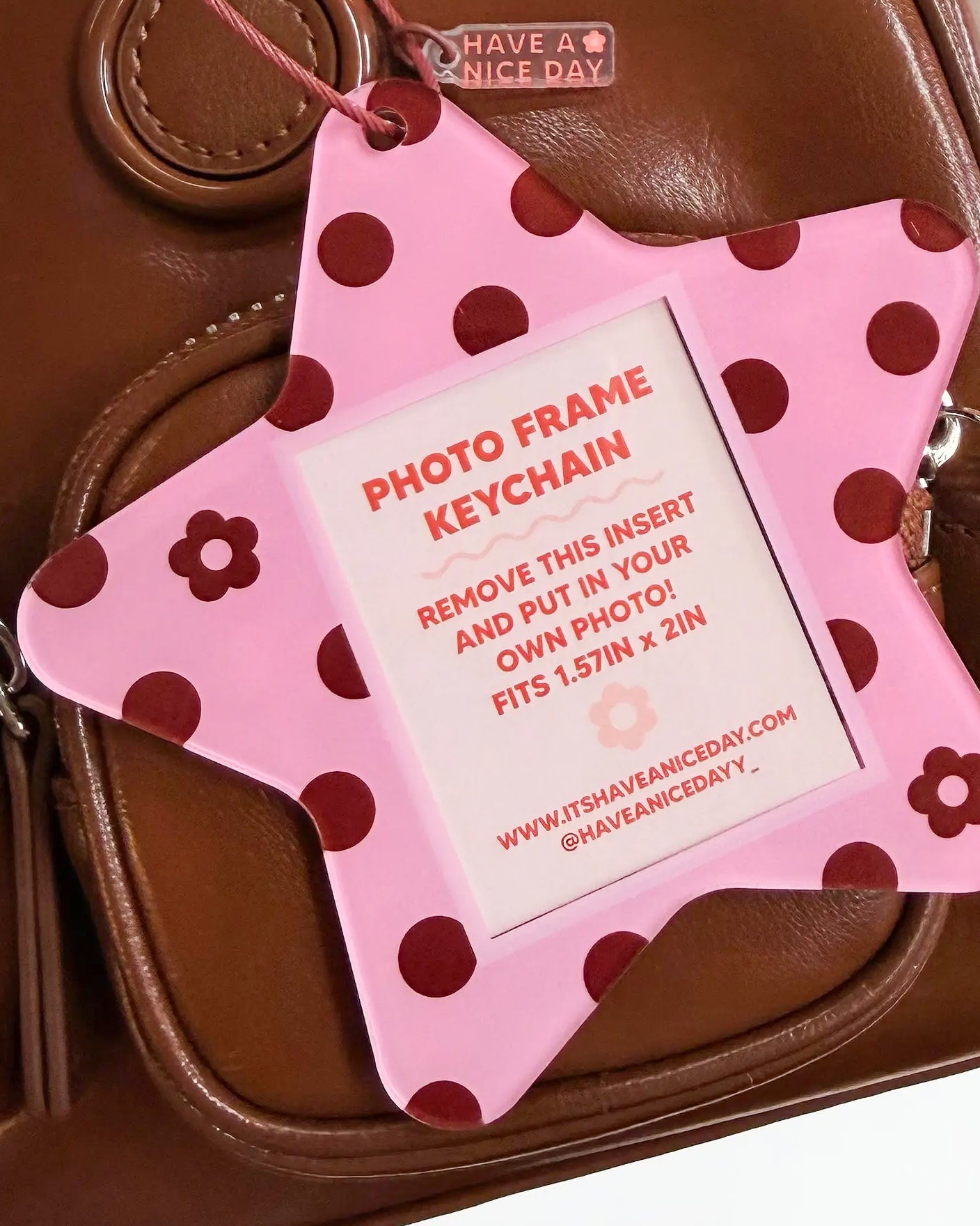 Polka Dot Star Photo Frame Keychain