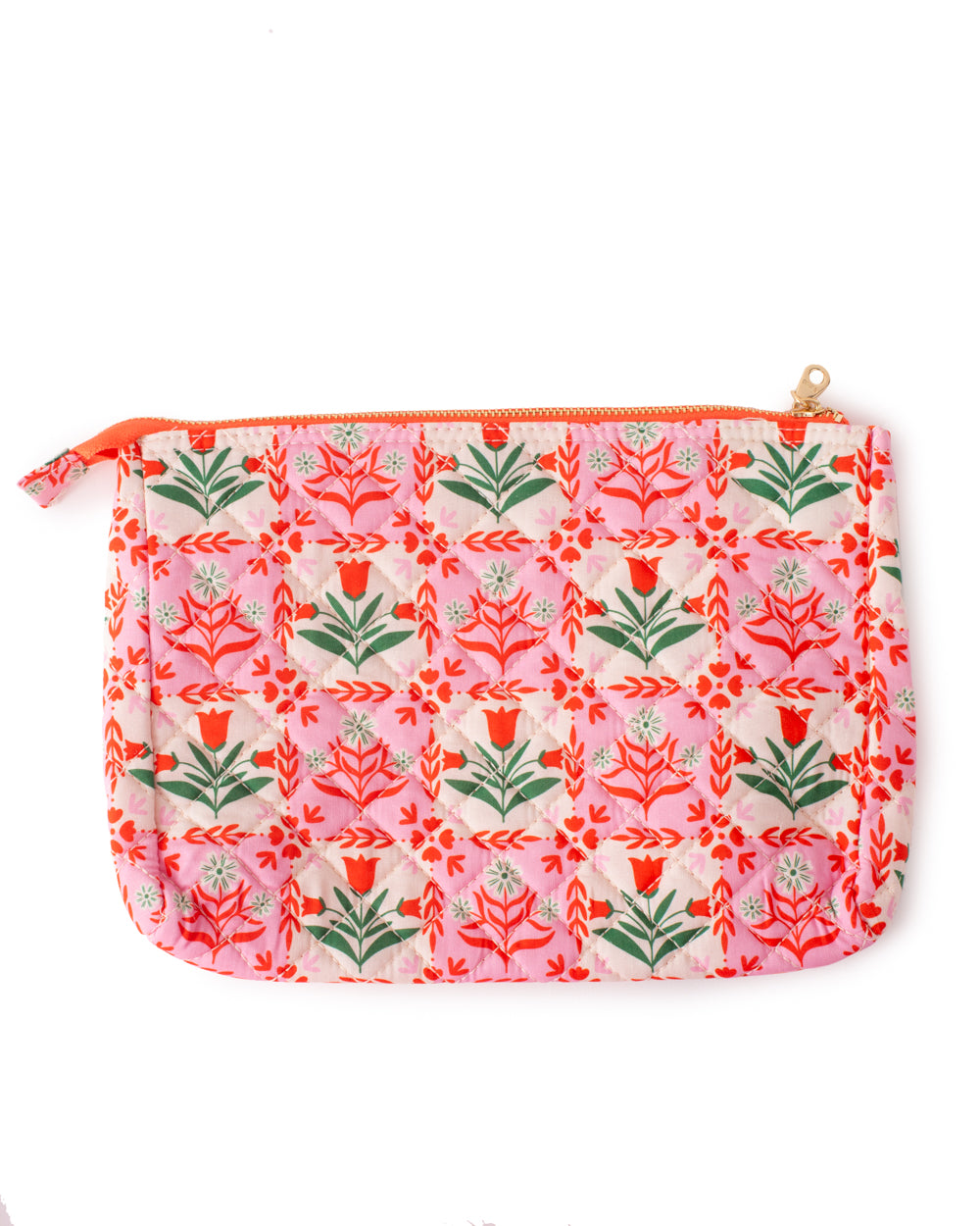 Quilted Pink Tile Cosmetic Pouch
