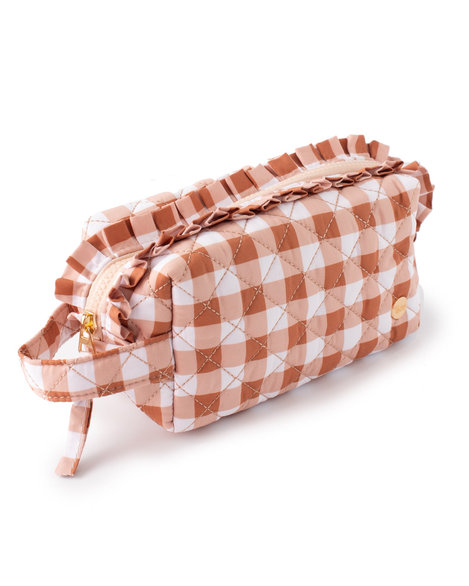 Maple Gingham Quilted Cosmetic Pouch