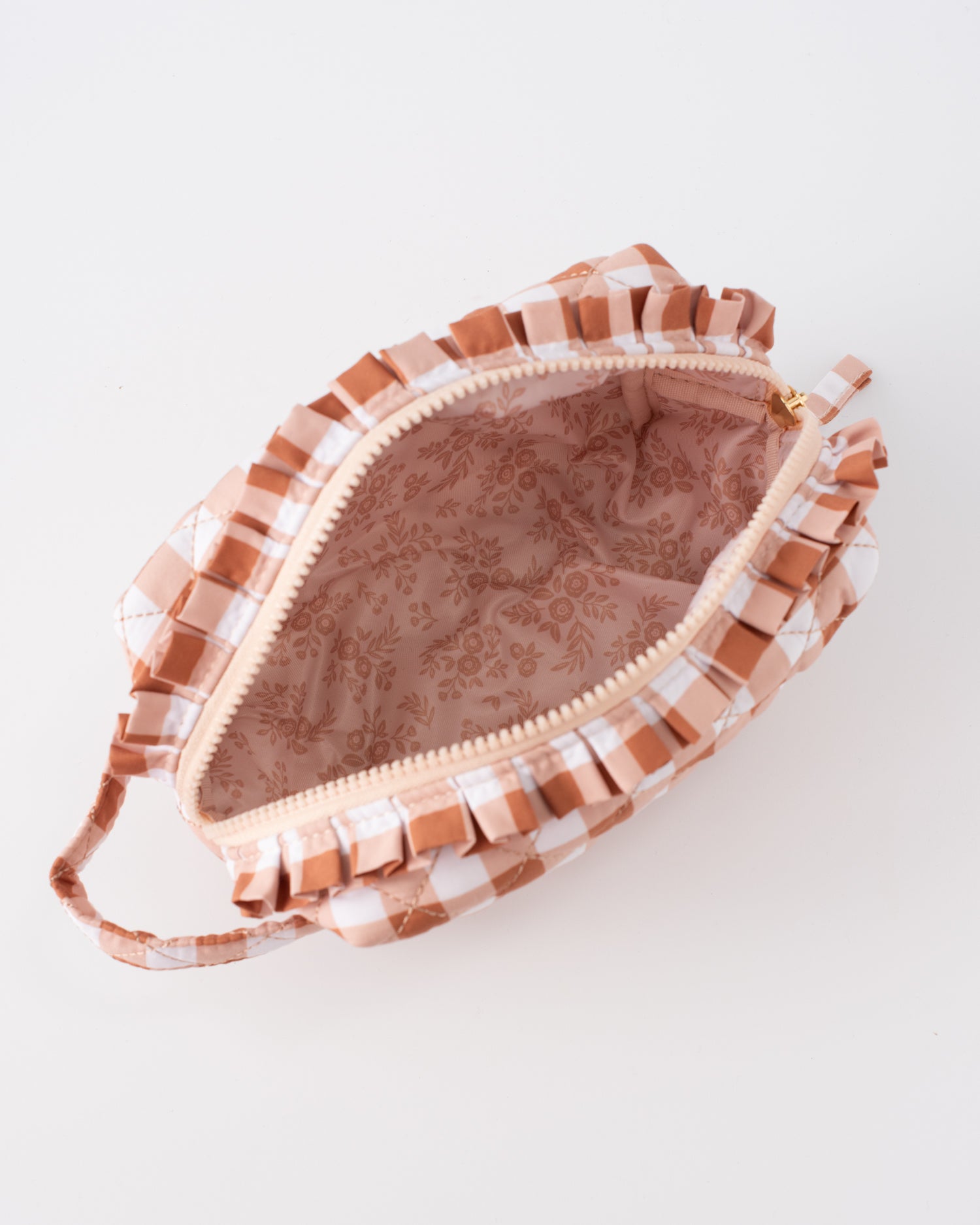 Maple Gingham Quilted Cosmetic Pouch