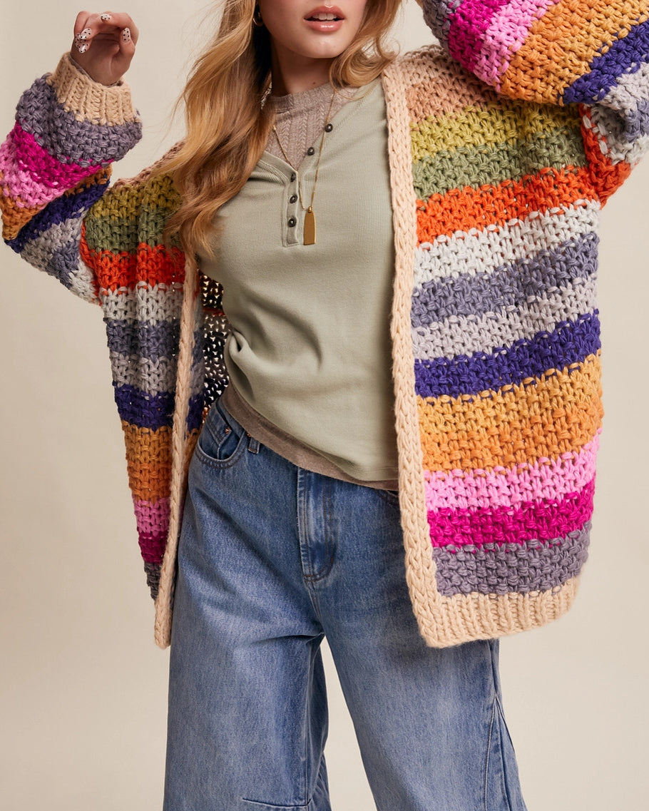 Hand Crochet Rainbow Cardigan