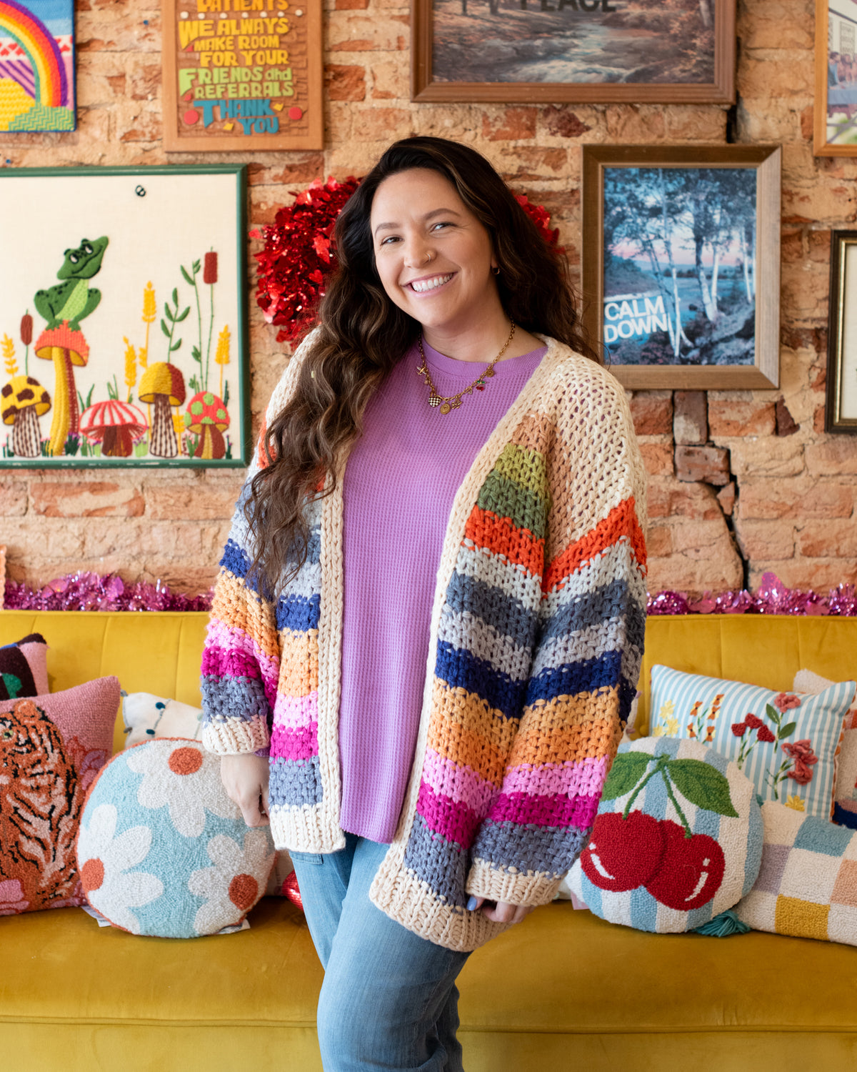 Hand Crochet Rainbow Cardigan