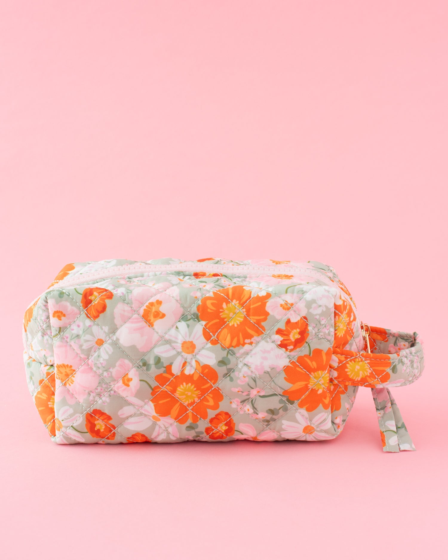 Floral Sage Quilted Cosmetic Pouch