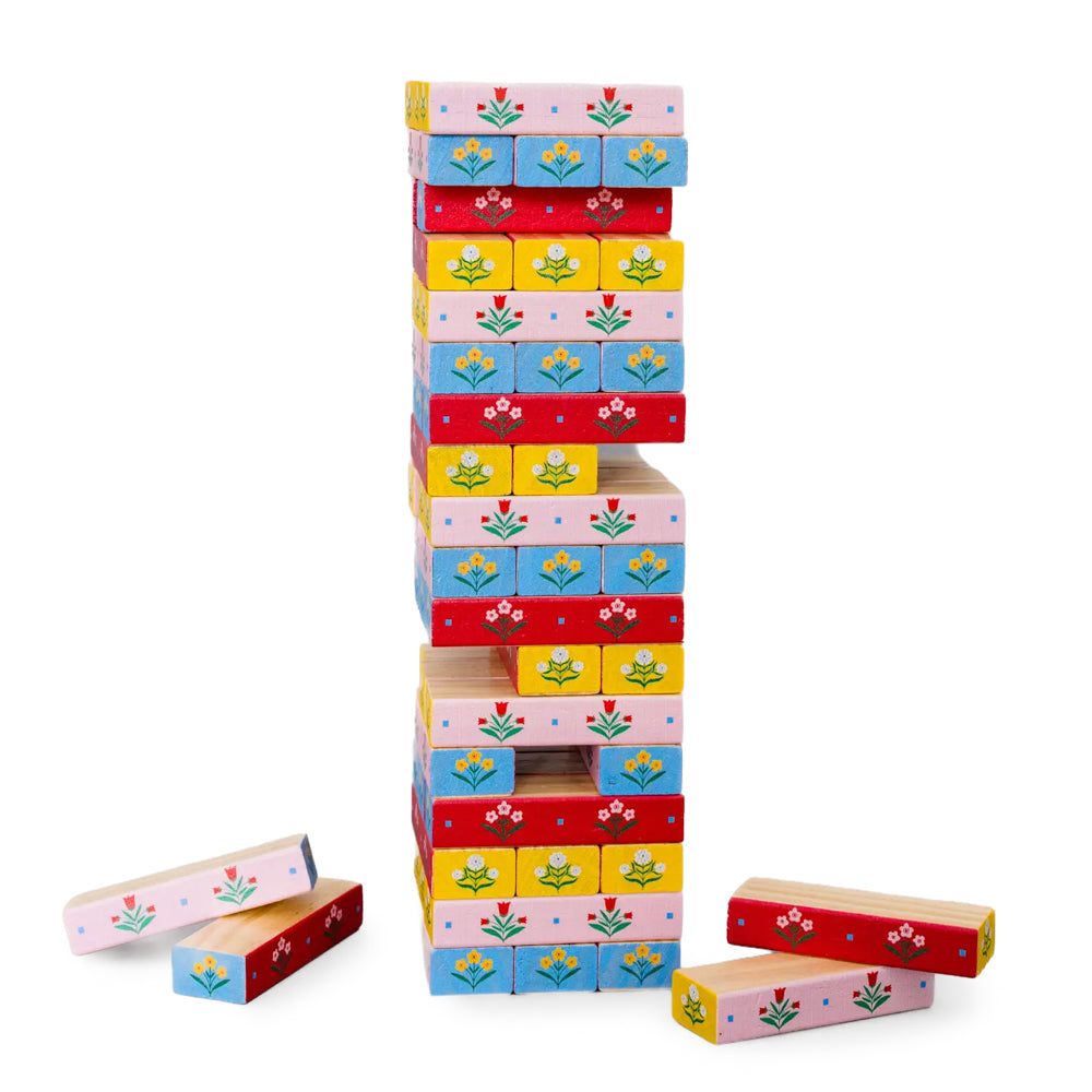 Folky Flower Tumbling Tower Game