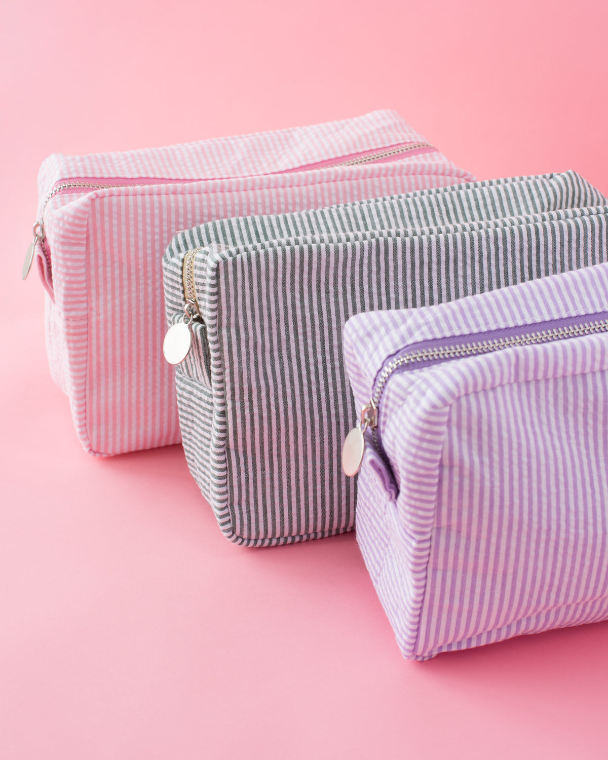 Large Stripe Cosmetic Zip Pouch main image 0