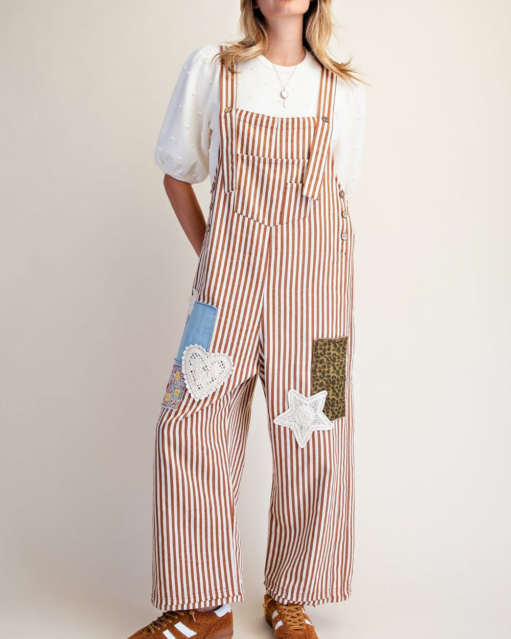 Lorelai Patch Striped Overalls