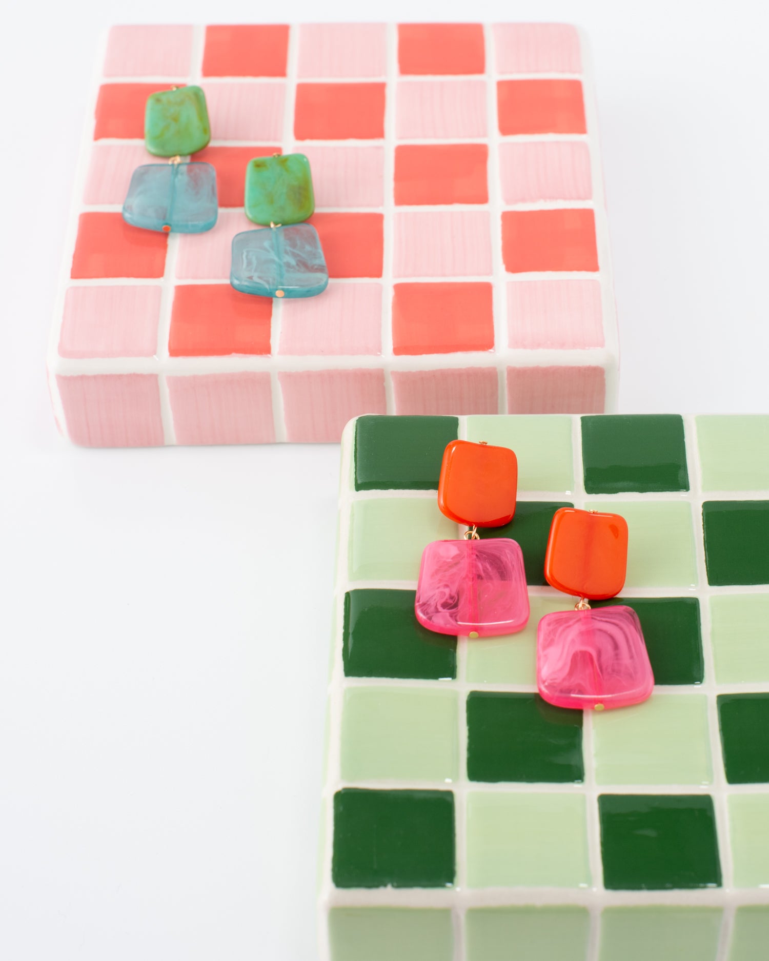 Check Stoneware Tile Trivet