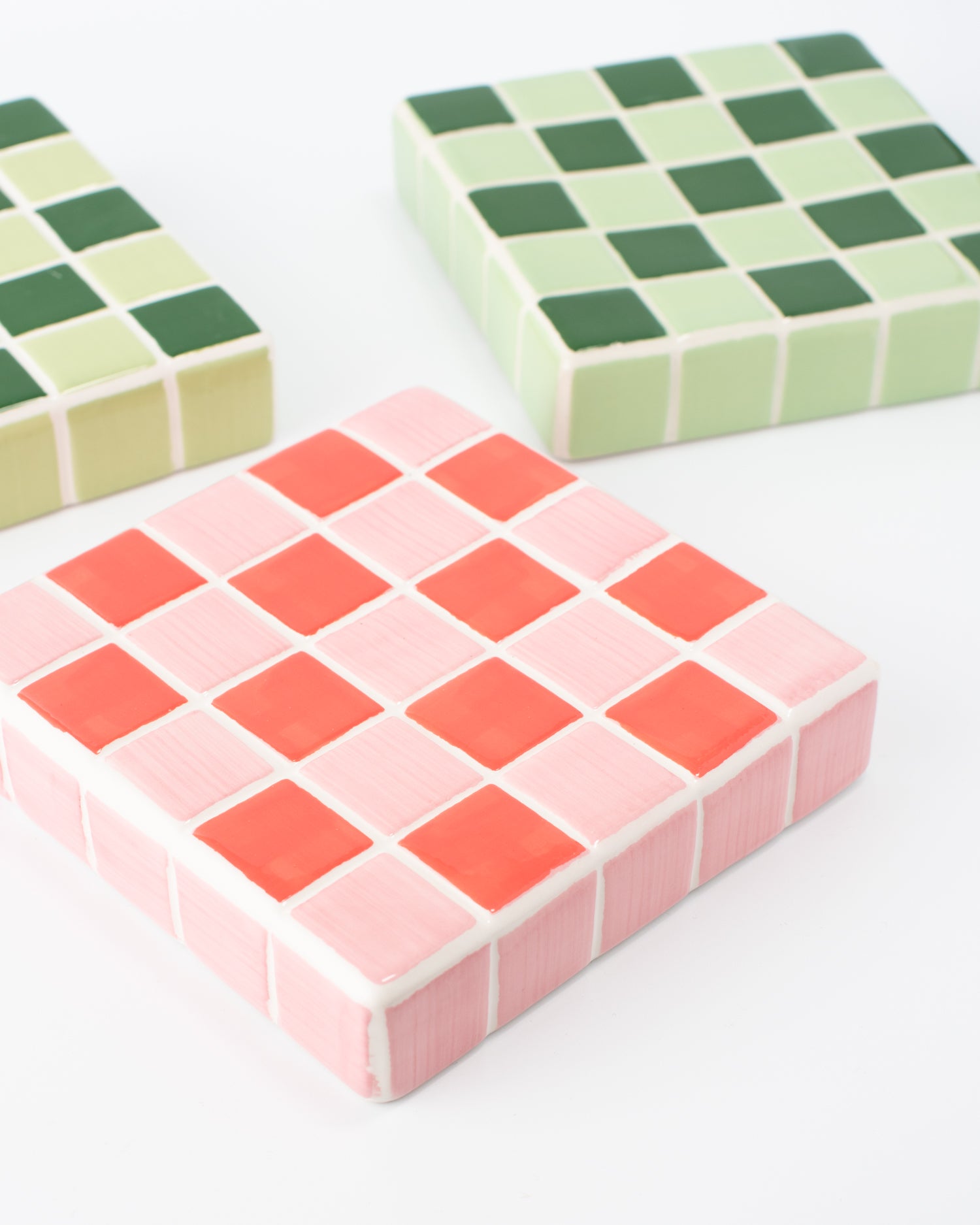 Check Stoneware Tile Trivet