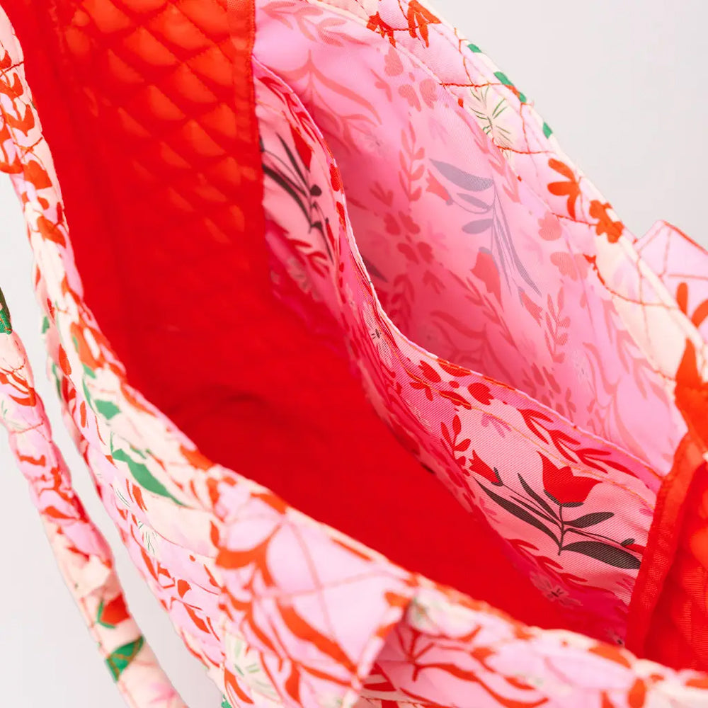 Quilted Pink Tile Tote Bag