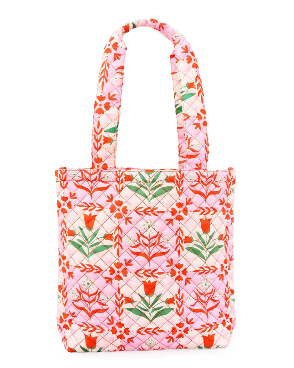 Quilted Pink Tile Tote Bag