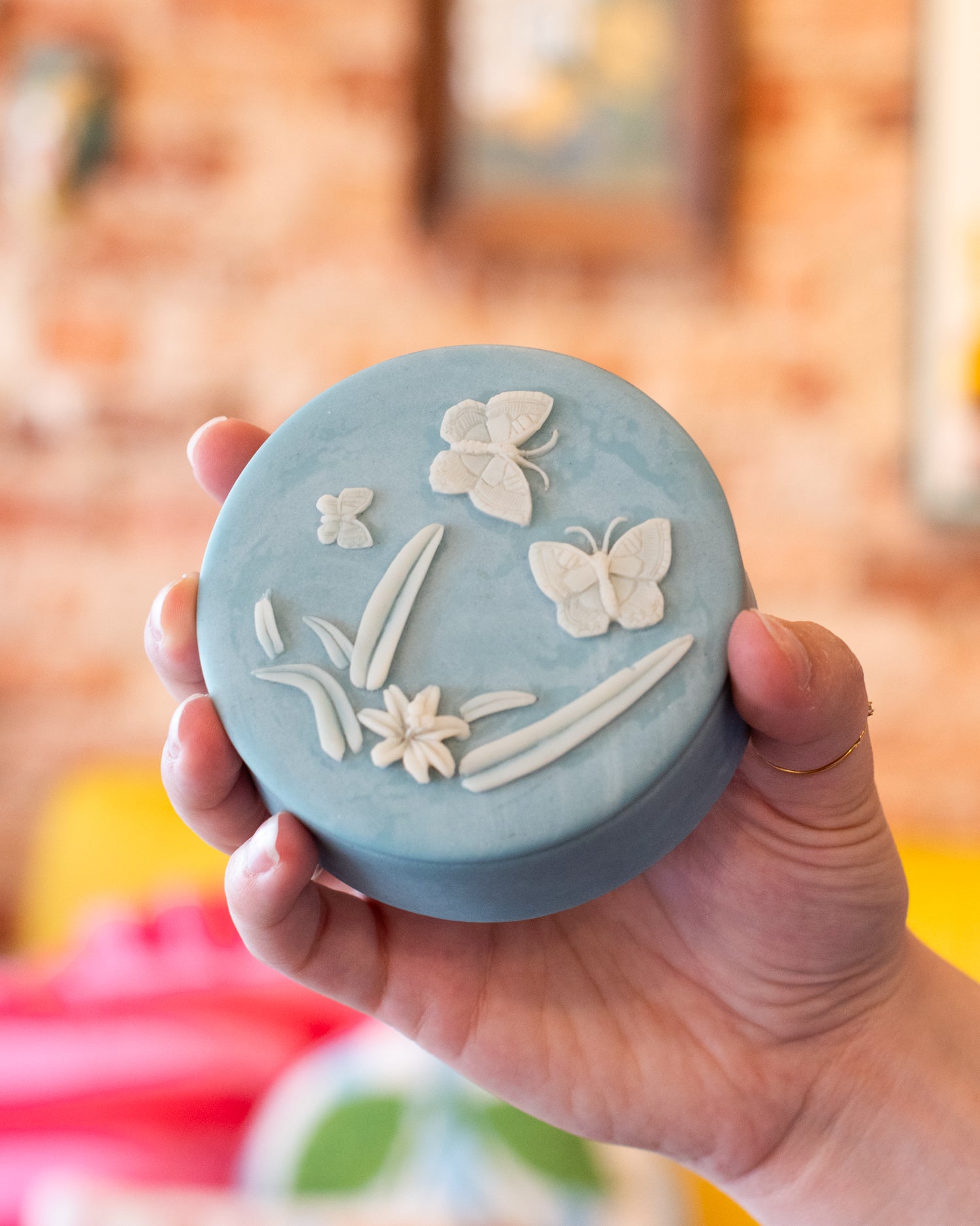 Vintage Soapstone Butterfly Box