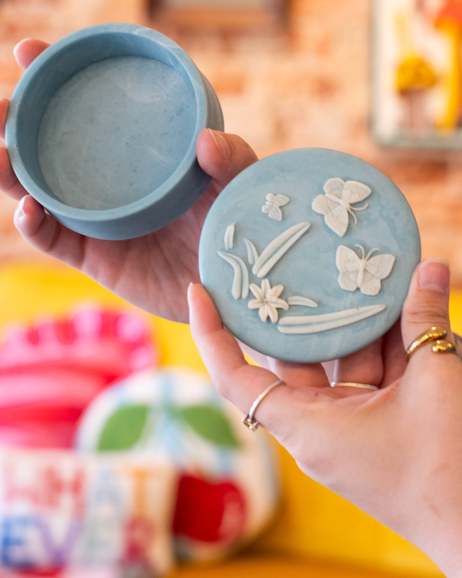 Vintage Soapstone Butterfly Box