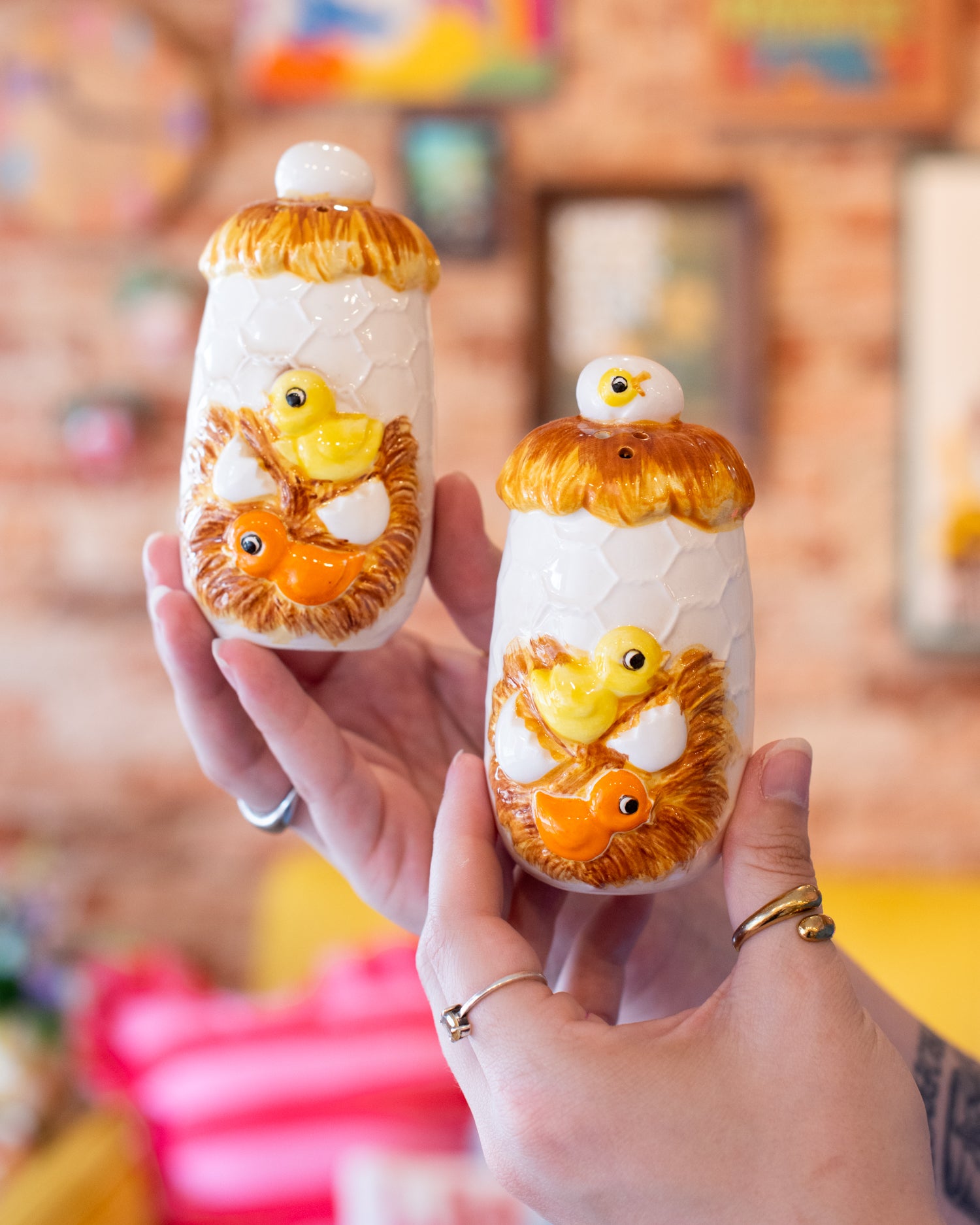 Vintage Hatching Chicks Salt Pepper Shakers