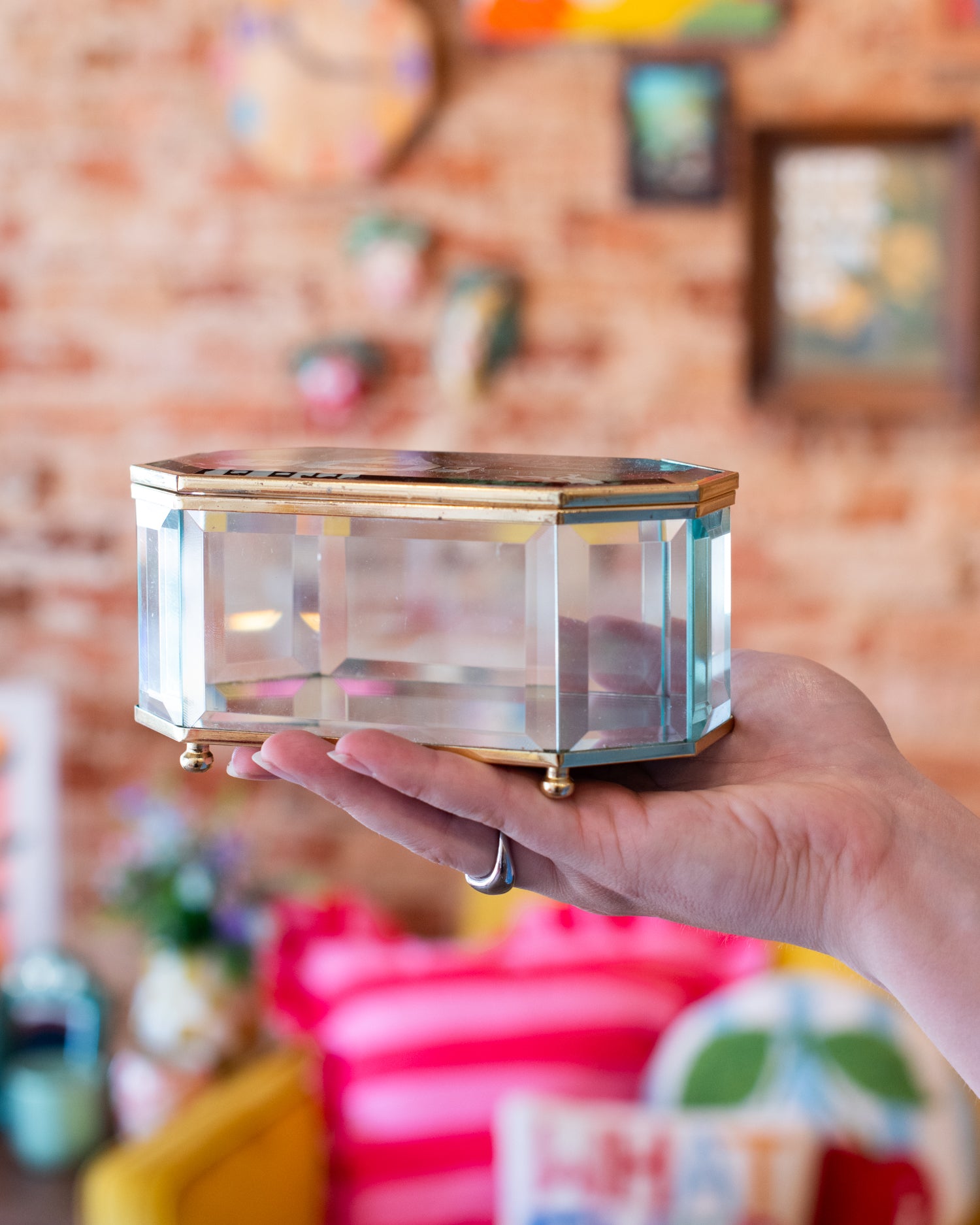 Vintage Home Sweet Home Glass Box