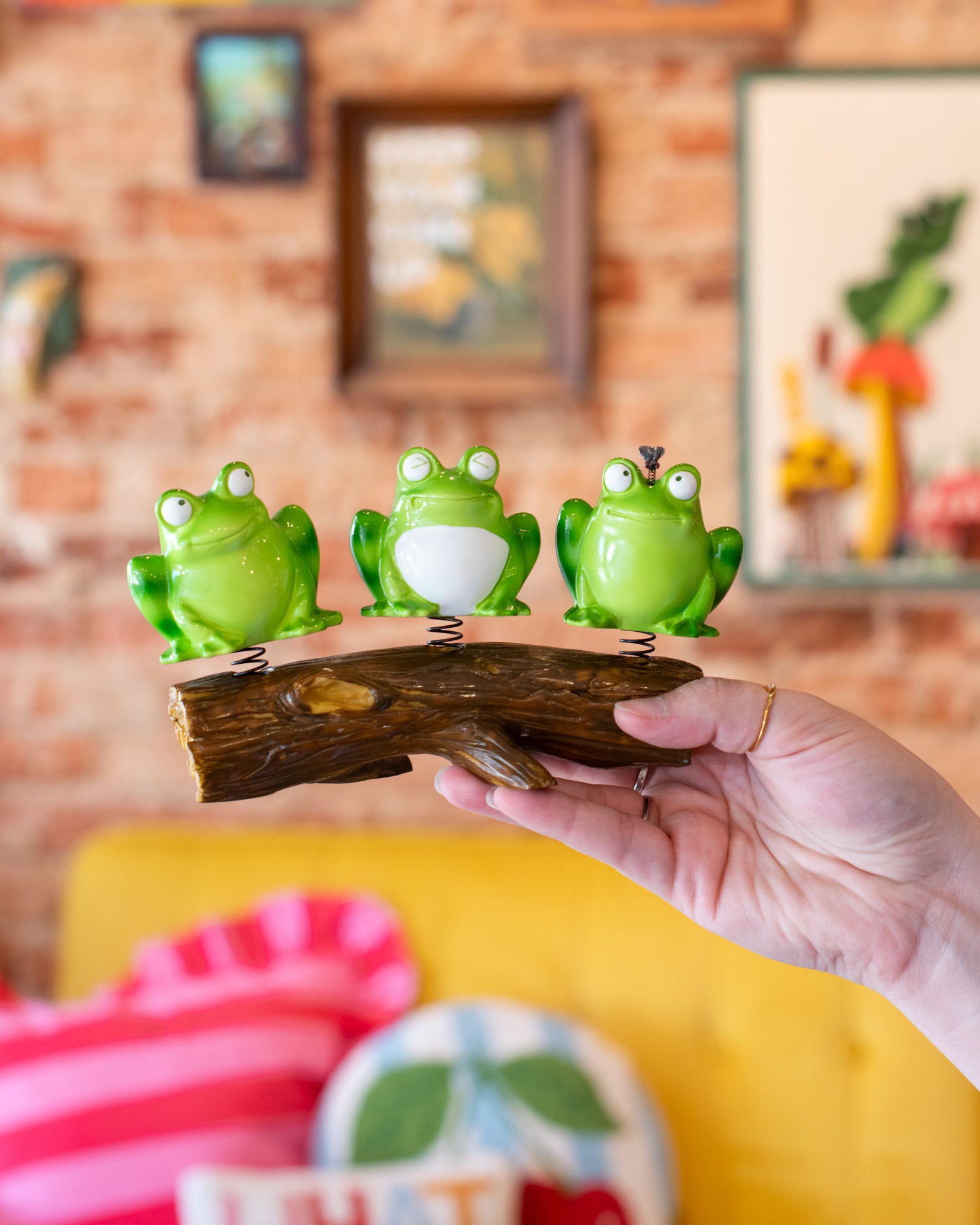 Vintage Frogs On a Log Candle Holder