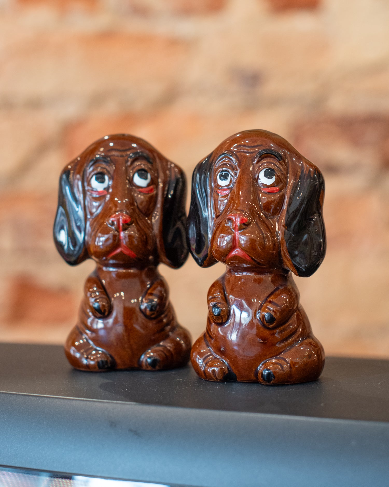 Vintage Sad Hound Salt Pepper Shakers