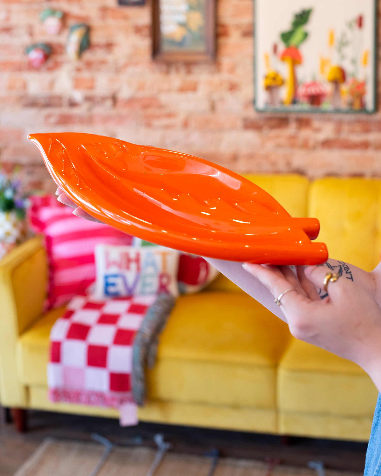 Vintage MCM Orange Ashtray