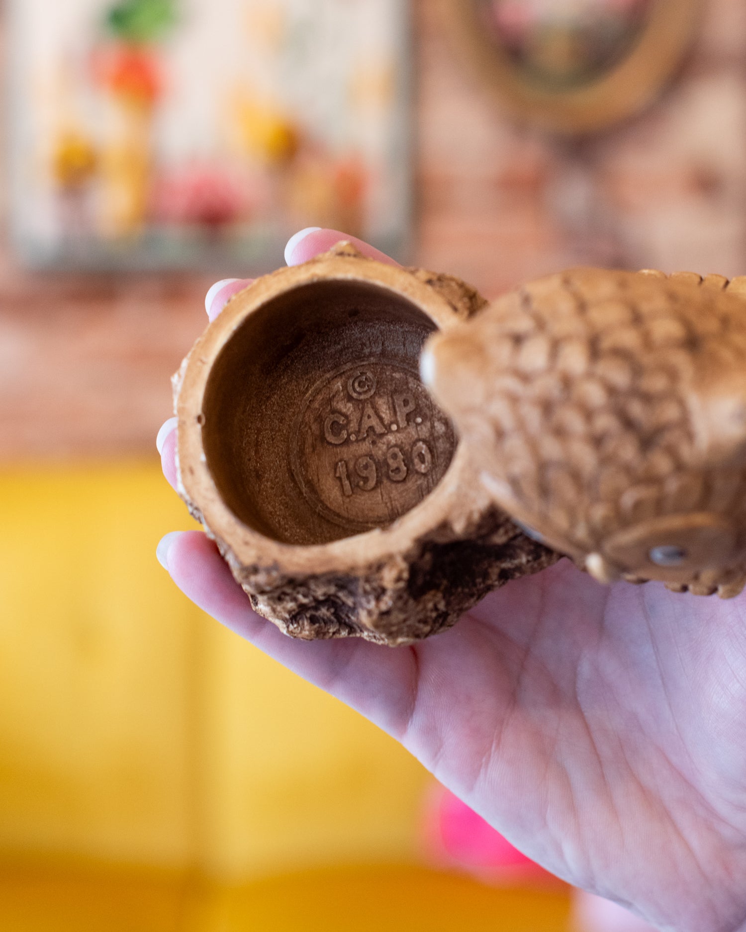Vintage Mini Owl Stump Planter