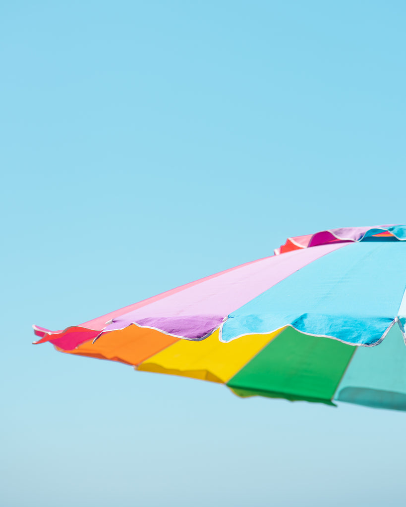 rainbow beach umbrella photography print